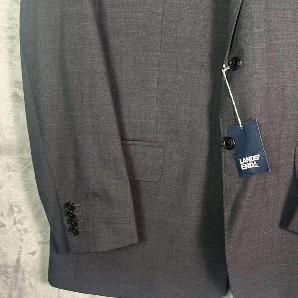 New Lands End Men’s Gray Wool Blend Medium Weight Blazer Size 44 Reg